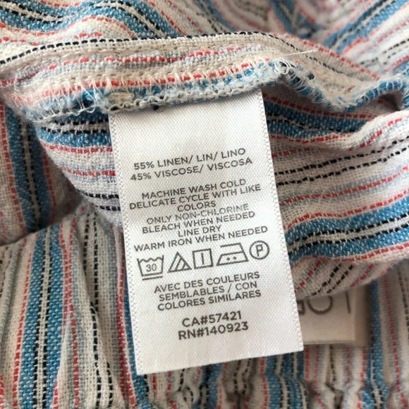 Loft Outlet Size Small Striped Linen Blend Pull On High Rise Shorts Summer Blue - Picture 8 of 8